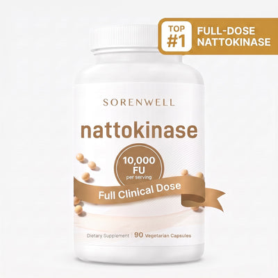 Sorenwell Nattokinase 10,000 FU bottle - full clinical dose, 90 vegetarian capsules