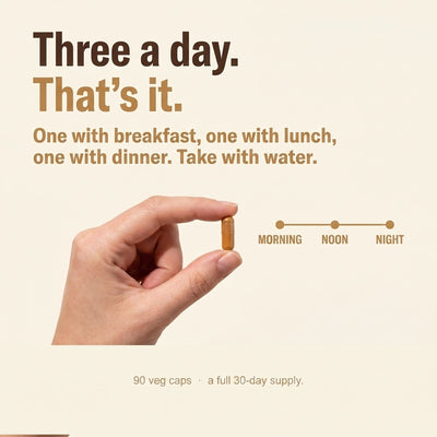 How to use: three capsules a day, one with breakfast, lunch and dinner